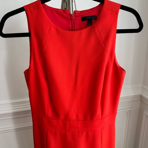 J. Crew Elegant Career Cocktail Red Sleeveless Midi Crepe Dress 100% Wool size 2 - Picture 4 of 8
